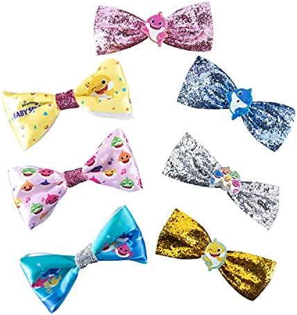 Baby Shark Kids Hair Bows - Hair Accessories Gift Set - 7 Pcs 4 Inch Bundle - Hair Bows for Girls - Different character on each clip - Alligator Clip - Ages 3 + - Image 2