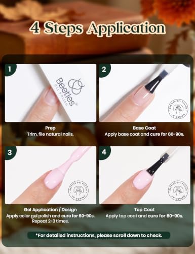 Beetles Gel Nail Polish Kit with U V Light 69PCS 35 Colors Gel Fall Nails - Image 6