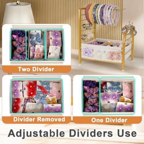 Headband Holder Organizer, Hair Tie Holder Rack for Girls and Women Gold - Image 4