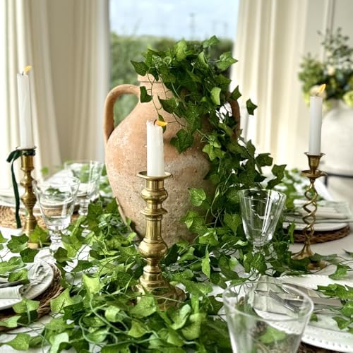 CQURE 36 Pack 252Ft Artificial Ivy Garland, Green Silk Leaves, 1.5-1.8 Inch Diameter, 7 FT Long Vines, 80 Leaves Each, Decor for Weddings, Home, Garden - Image 2