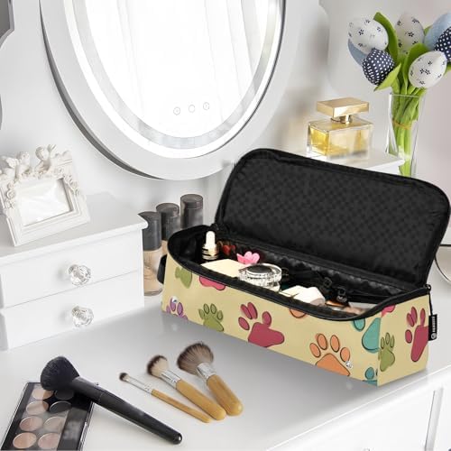 Hair Tools Travel Bag with Heat Resistant Mat Detachable 2-in-1 Curling Iron Travel Case Hot Tools Organizer for Straightener Flat Iron Light Yellow Cute Footprints - Image 7