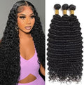 Deep Wave Human Hair Bundles 16 18 20 Inch Deep Wave Bundles 100% Unprocessed Brazilian Virgin Hair 3 Bundles Curly Bundles Hair Extensions Real Human Hair Wavy Quick Weave Bundles Natural Black by Cenglou