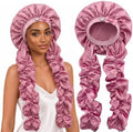 Heatless Curl Sleep Bonnet, Night Cap with Long Ribbons for Braids Pink by U%C2%B7helper-YourGoodHelper