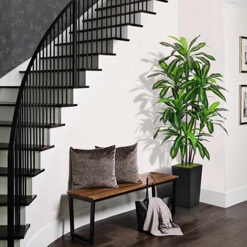 ASTIDY Artificial Plant 6FT Dracaena Fake Tree with Black Tall Planter - Image 2