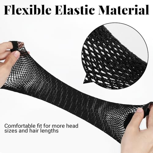 MORGLES 3 Pcs Black Wig Caps for Long Hair, Non Slip Mesh Hair Nets Cosplay - Image 2