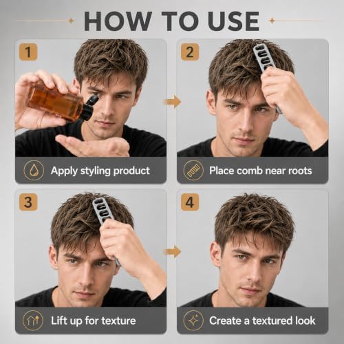 Texture Comb for Men & Women, Root-Lifting Hair Shaping Tool with Wide Spacing Teeth, Lightweight ABS Grip for Fringe Control and Natural Layer Definition (Green) - Image 3