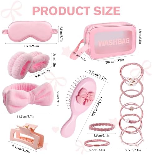 CWJCYTNSN 15 PCS Women Spa Headband and Wristband Set for Washing Face, Skincare Makeup Headband Women and Teen Girl Gifts Trendy Stuff（Pink） - Image 2