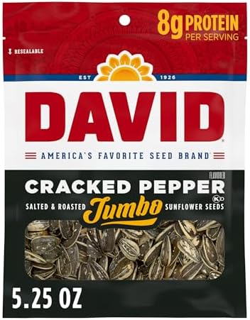 DAVID Jumbo Sunflower Seeds, Cracked Pepper Flavor, 5.25 oz. by DAVID