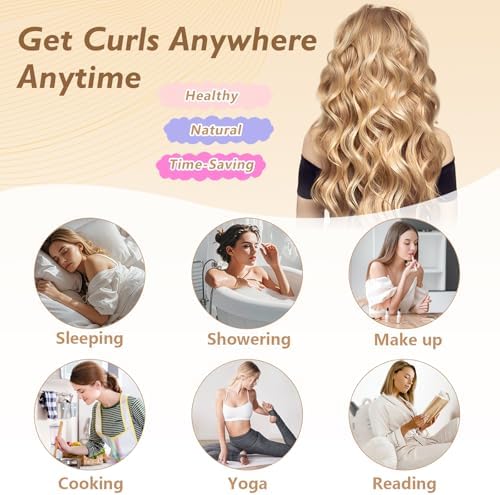 70" Heatless Curls Overnight, Soft Velvet No Heat Hair Curlers to Sleep In, Heatless Hair Curler Overnight Curls Curlers for Long Medium Hair Volume, 8 PCS Heatless Curl Curling Set - Black - Image 5