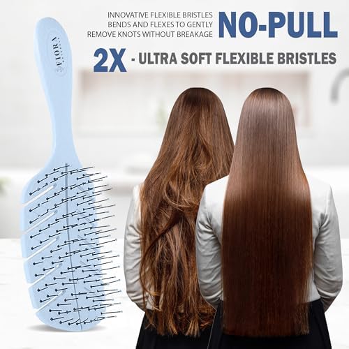 Fiora Naturals Detangler Brush for Wet and Dry Hair, Soft Detangling Brush - Image 4