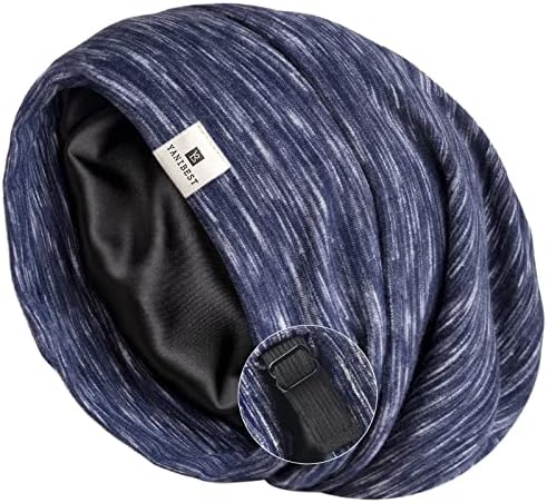 YANIBEST Slouchy Beanie Hat Satin Lined Sleep Cap Chemo Headwear Caps Navy by yanibest