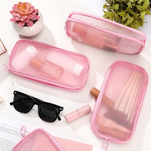 Weewooday 4Pcs Mesh Makeup Bag, Pink, Medium, Classic - Image 4