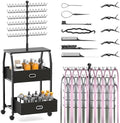 XINTUO Portable Braiding Hair Rack With Wheels & Storage Drawers,168 Pegs Hair Extension Holder Hanger for Braiding Hair Separator Stand Display,Hair rack with stylist hair braiding tools(black) by XINTUO
