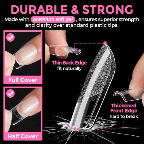 UNA GELLA Short Square X-Soft Gel Nail Tips 216pcs - Image 5