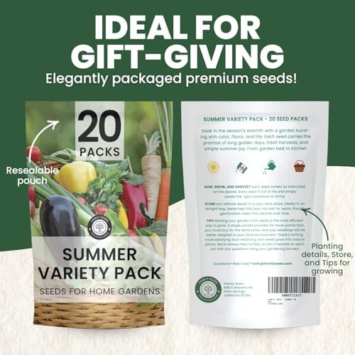 Summer Garden Seeds | 20 Individual Packs | 2026 Season | Non-GMO | Tomatoes, Squash, Melon, Herbs & More! | for Planting Indoor & Outdoor | by Family Sown - Image 2