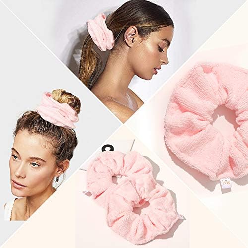 Ivyu Microfiber Hair Drying Scrunchies Towel Fiber - Buns Large Scrunchie for Curl Hair for Bed Shower Warp Wet Anti Frizz Hair Products Absorbent Fast Terry Cloth Scrunchy Gifts For Women Girls Pink - Image 5