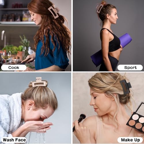 12 Pcs Medium Hair Clips for Women, 3.5 Inch Square Claw Clips, Colorful Hair Claw Clips for Thick and Thin Hair, Bulk Hair Accessories for Women and Girls- Brown - Image 7