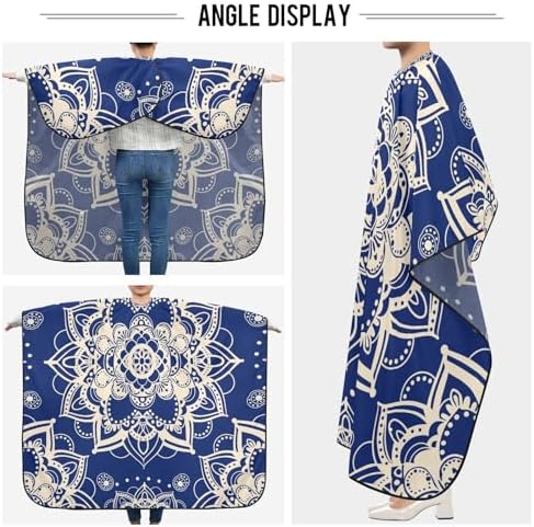 ALAZA Blue Mandala Barber Cape for Men Women, Waterproof Haircut Apron Beard Shaving Bib Hair Cutting Cloth 55 x 65 Inch - Image 5