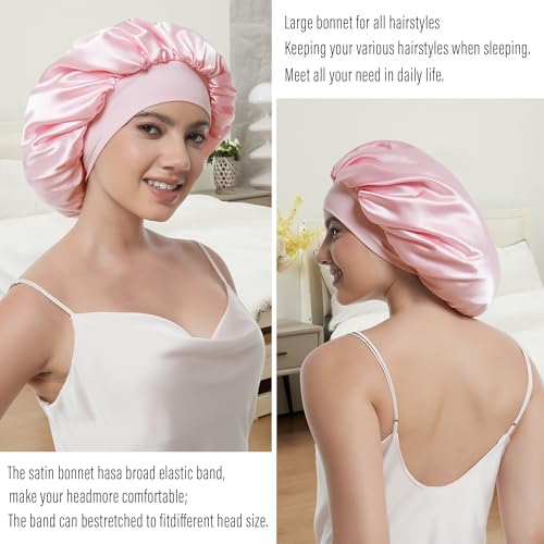 ROYBENS Large Silk Bonnet for Sleeping Women, Sleep Hair Bonnets for Women - Image 4