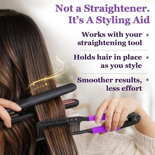 HerStyler Hair Straightening Comb for Flat Iron - Easy Styling & Parting - Image 3
