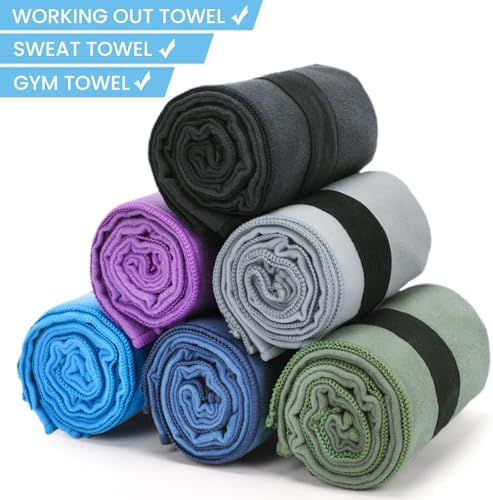 6 Pack Workout Towels Microfiber Quick Dry Lightweight Gym Towel Men Women Fitness Yoga Running Riding Hiking Tennis Fising Sports Body Sweat Towel(6 Pack(Dark)) - Image 3
