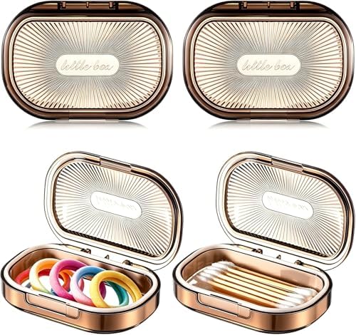 Travel Qtip Holder with Lid,4 Pcs Portable Swab Container,Brown by ESEHGS