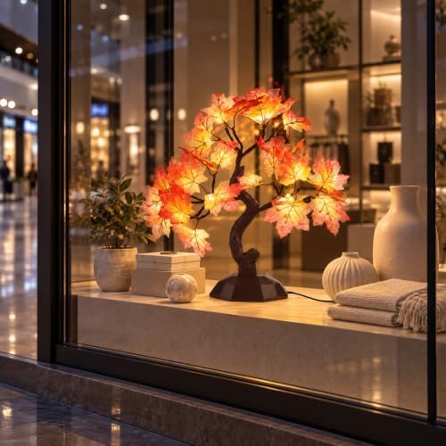 Tabletop Bonsai Light Tree with Decorative Branch by Unknown