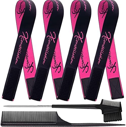 Wig Band Elastic Bands for Wig Edges, Baby Hair Keeping, and Edge Laying - Lace Melting Bands for Wigs and Sewing (4 PCS, BlackPink) by XConstellation