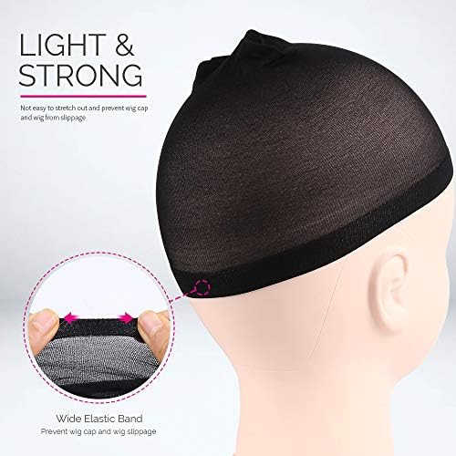 FANDAMEI Wig Cap, Nylon Wig Caps, 4 Pieces Stocking Wig Caps for Women (Black） - Image 5