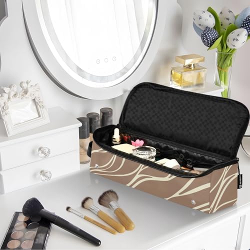 Hair Tools Travel Bag with Heat Resistant Mat Detachable 2-in-1 Curling Iron Travel Case Hot Tools Organizer for Straightener Flat Iron Zebra Skin Print Brown - Image 7