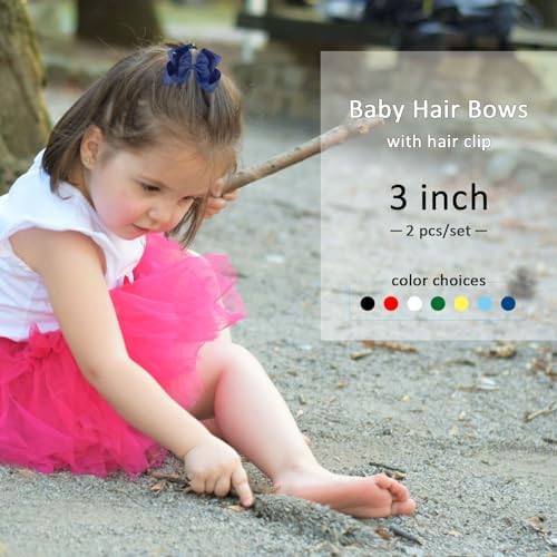 3 Inch Navy Hair Bow Clips for Girls - Set of 2 - Image 4