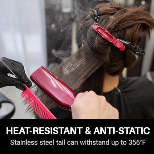 RHOS Carbon Retractable Rat Tail Parting Comb - Portable Fine Tooth Teasing Comb for Styling, Hair Cutting, Braiding with Stainless Steel Pin Tail - White - Image 7
