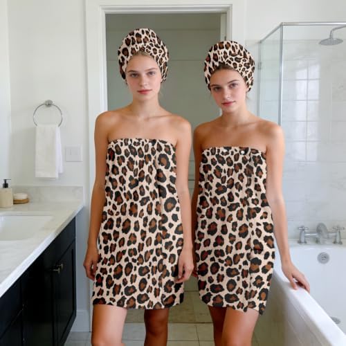 Absorbent Bath Towel Wrap Set (32 X 60 in), Cheetah Print - Image 7