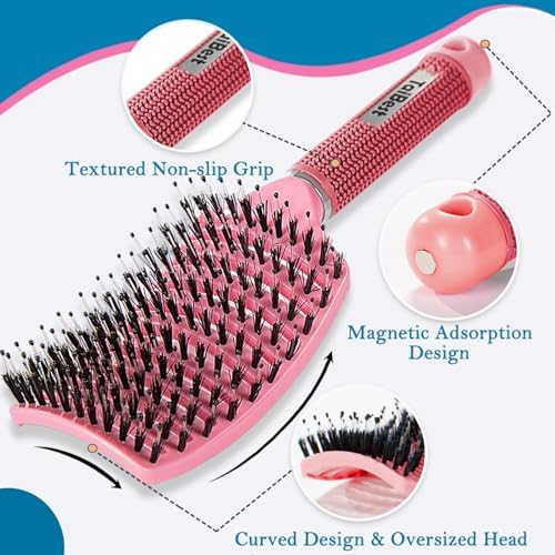 Boar Bristle Hair Brush Set – Wet/Dry Detangler for All Hair Types - Image 2