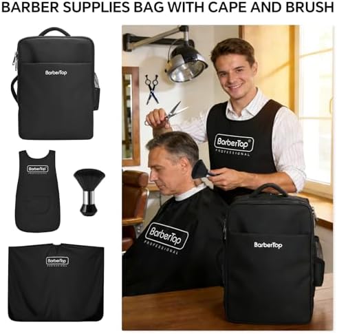 Barber Backpack for Clippers and Supplies, 17.7"x7.9"x13" Large Capacity Four-Layer Hairstylist Backpack, with General-purpose Barber Apron Cape Brush, Barber Bag for Barbershop Salon Home Use - Image 2