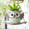 Swing Owl Hanging Planters for Indoor Plants, Cute Small Succulent Pots with Drainage Hole, Unique Resin Plant Hangers Outdoor, Hanging Plant Holder for String Of Pearls, Gift Ideas for Mother by Saysmile