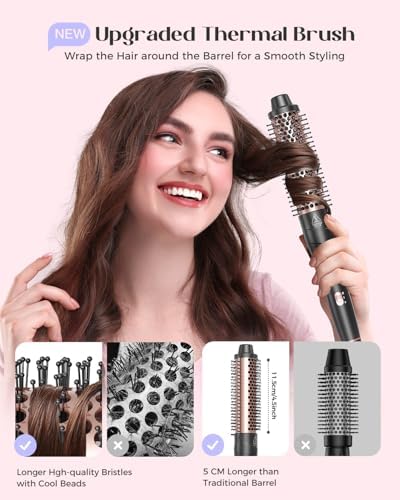 Lopeie 5 in 1 Curling Iron with Thermal Brush and 4 Interchangeable Ceramic Barrels(1/2 to 1 1/2 inch), Curling Wand Set with Flat Iron, Fast Heating, Dual Voltage Hair Curler, Gifts for Women - Image 6
