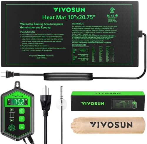 VIVOSUN 10"x 20.75" Seedling Heat Mat and Digital Thermostat Combo Set by VIVOSUN