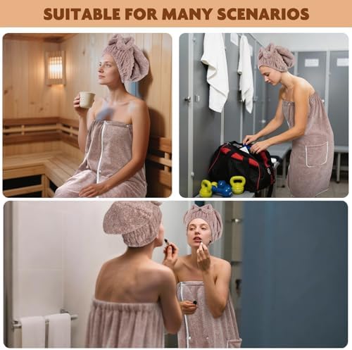 SUNLAND Microfiber Women Bath Towel Wrap & Hair Drying Towel Set, 32"x60" - Image 7