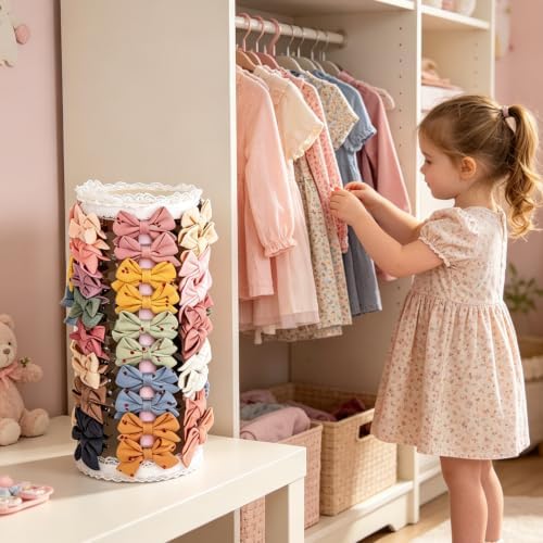 Hair Bow Organizer for Girls, 360° Display Bow Hair Clips Holder - Image 5