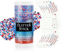Go Ho 4th of July Red White and Blue Face Hair Body Glitter Stick + 6 Pcs Flag Glitter Freckle Face Tattoos,250 Anniversary USA Merchandise,Patriotic Independence Day Decorations Outfits for Women by GoHo