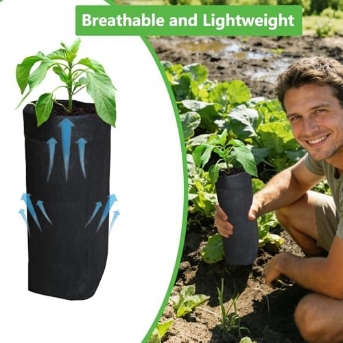 50PCS Deep Nursery Grow Bags, Black Plant Grow Bag for Starting Rooted Plants Vegetable, Flower, Seedling Tree Seedling Pots, 10" H Before Loading Soil - Image 3