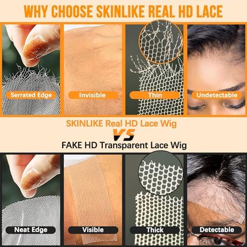 BEEOS 13x6 SKINLIKE Real HD Lace Front Wig 30 Inch, StraightUltra-fitted Seam Cap 0.10mm Ultra-thin Invisible Lace True 180% Density Straight Human Hair Pre-Plucked Hairline Bleached Knots 30 Inch - Image 5