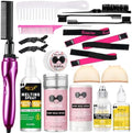 Hot Comb Hair Straightener Set for Lace Front Wigs - Heat Pressing Combs Ceramic Curling Flat Iron Electric Hot Comb for Wigs - Hair Straighteners Straightening Comb for Women Wig Installation Kit by Goiple