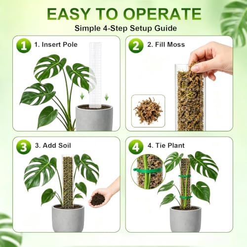 Plastic Moss Pole for Monstera and Climbing Plants, 4Pcs 36" Plant Poles - Image 4