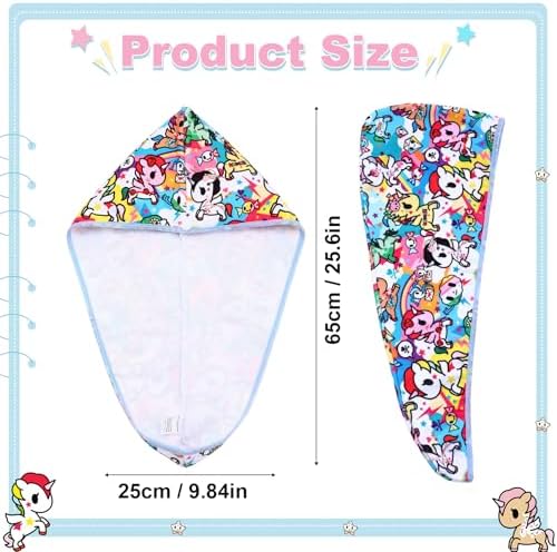 tokidoki Microfiber Hair Towel, Unicorno Hair Wrap,2 Pack Hair Dryer Towels - Image 2