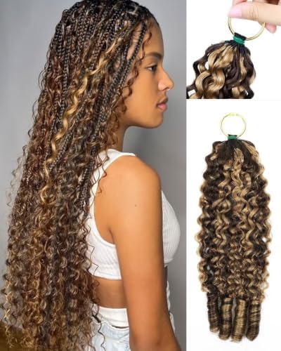 P4/27 Brown-Blonde Color 16 Inch Human Crochet Hair for Black Women Feather Crochet Extensions 55g 40 Strands Resusable Miracle Look Hair Bundles Soft Lightweight Small Knots Burmese Curly by VDZ100HumanHair