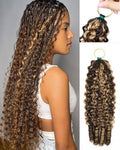 P4/27 Brown-Blonde Color 20 Inch Human Crochet Hair for Black Women Feather Crochet Extensions 55g 40 Strands Resusable Miracle Look Hair Bundles Soft Lightweight Small Knots Burmese Curly by VDZ100HumanHair