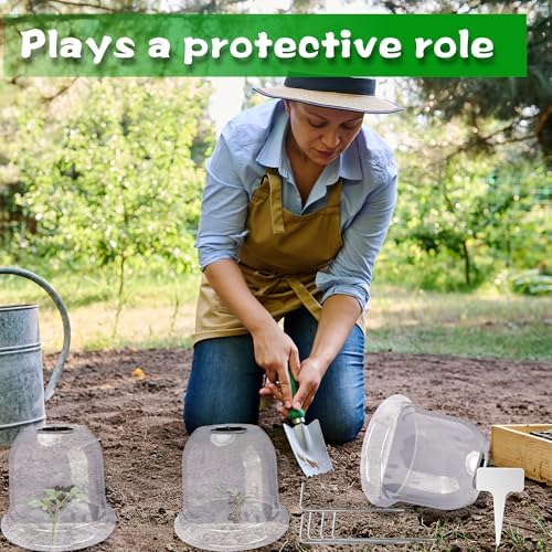 200 Pcs Small Humidity Plant Domes Garden Cloche Includes 40 Pcs Reusable Transparent Plant Protection Covers 120 Pcs U Shaped Stakes 40 Pcs Blank Labels for Seed Starter Pots Indoor Outdoor Gardening - Image 5