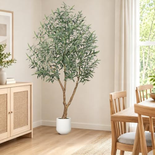 6FT Olive Trees Artificial Indoor - Fake Olive Tree Artificial Plants Indoor Fake Trees with Lifelike Fruits and Realistic Leaves for Modern Home Office Living Room Decor - Image 4